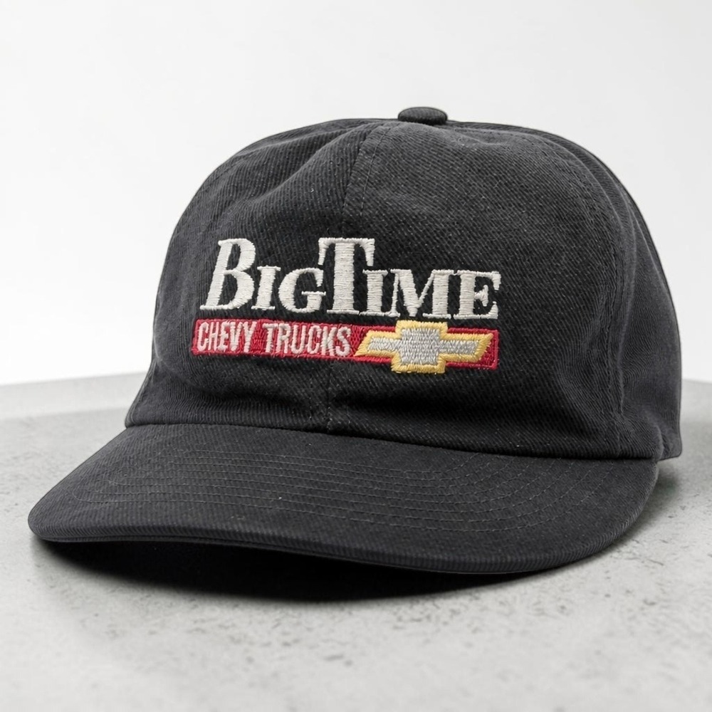VTG 1995 Chevy Trucks Big Time Snapback Hat Black Embroidered Made n USA 90s Cap
